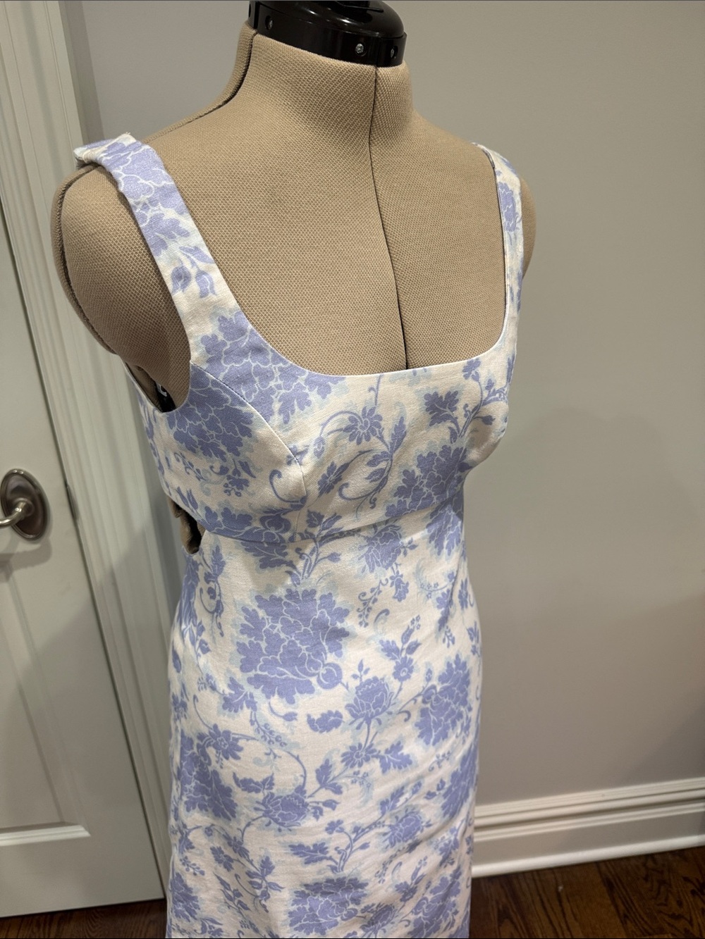 ZIMMERMANN Postcard Blue Floral Shoulder Tie Midi Dress Size 1 / US 6 / M - Picture 11 of 14